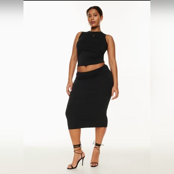ARITZIA Wilfred fiction Tube Midi Skirt Stretch Black Size 2XS - Picture 9 of 11